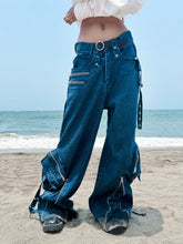 Blue zipper pants